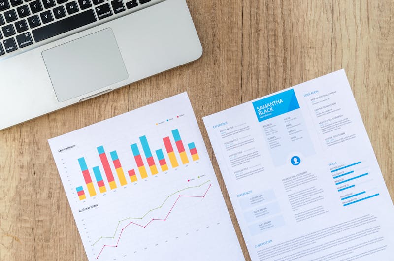Organised digital documents and folders representing portfolio of evidence management